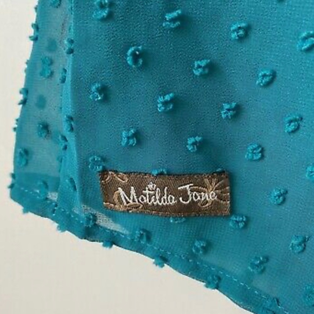MATILDA JANE Charisma Teal Tunic Blouse! Swiss Dot  XL